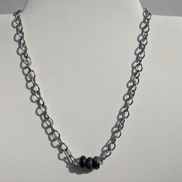 Jasper Stainless Steel Silver Chain Necklace Handmade  Crystals Grounding Unisex - Picture 10 of 13